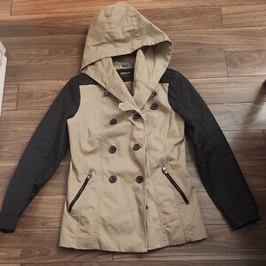 ONLY Women's Tan and Black Hooded Jacket
